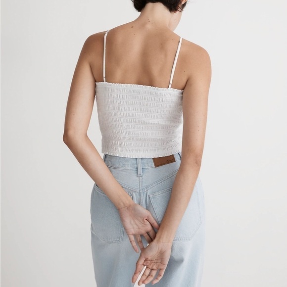 Madewell Poplin Smocked Halter Crop Top NL036 White M - Picture 3 of 7